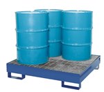 Vertical Drum Retention Basin, Holds 4 Drums, Blue