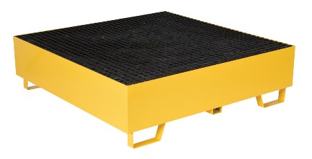 Drum Retention Basin, Holds 4 Drums, Yellow
